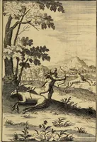 An illustration from Triumphus amoris, de cunctis universi hujus incolis actus, emblematibus ac symbolis Latinis, Italicis, Gallicis, Germanicis, oculis exhibitus. : Oder: Die über den gantzen Erd-cräisz triumphirende Liebe, in nachdencklichen Sinn-bildern neben sehr curiosen lateinischen, italianischen, französischen und teutschen Bey-sprüchen auch kurtzweiligen Versen fürgestellet (1695)