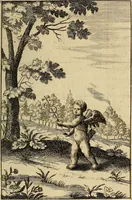 An illustration from Triumphus amoris, de cunctis universi hujus incolis actus, emblematibus ac symbolis Latinis, Italicis, Gallicis, Germanicis, oculis exhibitus. : Oder: Die über den gantzen Erd-cräisz triumphirende Liebe, in nachdencklichen Sinn-bildern neben sehr curiosen lateinischen, italianischen, französischen und teutschen Bey-sprüchen auch kurtzweiligen Versen fürgestellet (1695)