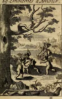 An illustration from Triumphus amoris, de cunctis universi hujus incolis actus, emblematibus ac symbolis Latinis, Italicis, Gallicis, Germanicis, oculis exhibitus. : Oder: Die über den gantzen Erd-cräisz triumphirende Liebe, in nachdencklichen Sinn-bildern neben sehr curiosen lateinischen, italianischen, französischen und teutschen Bey-sprüchen auch kurtzweiligen Versen fürgestellet (1695)