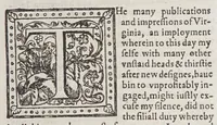 An illustration from A true discourse of the present estate of Virginia, and the successe of the affaires there till the 18 of Iune 1614. : Together. With a relation of the seuerall English townes and forts, the assured hopes of that countrie and the peace concluded with the Indians. The christening of Powhatans daughter and her mariage with an English-man. (1615)