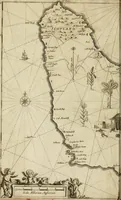 An illustration from A true & exact history of the island of Barbados : illustrated with a mapp of the island, as also the principall trees and plants there, set forth in their due proportions and shapes, drawne out by their severall and respective scales : together with the ingenio that makes the sugar, with the plots of the severall houses, roomes, and other places, that are used in the whole processe of sugar-making ... : all cut in copper (1657)