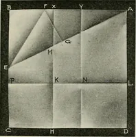 An illustration from T. Sundara Row's geometric exercises in paper folding. Edited and rev. by Wooster Woodruff Beman and David Eugene Smith (1901)