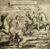 Picture 9 of 69 from Turris Babel, sive Archontologia qua Primo Priscorum post diluvium hominum vita, mores rerumque gestarum magnitudo, Secundo Turris fabrica civitatumque extructio, consusio linguarum, inde gentium transmigrationis... (1679), leaf 68
