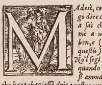 An illustration from [Tutte le opere del famosissimo Ruzante : di nuovo con somma diligenza rivedute, et corrette : et aggiuntovi un sonnetto et una canzone dell'istesso autore .. (1584)