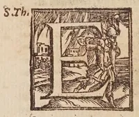 An illustration from [Tutte le opere del famosissimo Ruzante : di nuovo con somma diligenza rivedute, et corrette : et aggiuntovi un sonnetto et una canzone dell'istesso autore .. (1584)