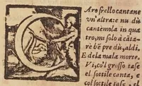 An illustration from [Tutte le opere del famosissimo Ruzante : di nuovo con somma diligenza rivedute, et corrette : et aggiuntovi un sonnetto et una canzone dell'istesso autore .. (1584)