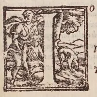 An illustration from [Tutte le opere del famosissimo Ruzante : di nuovo con somma diligenza rivedute, et corrette : et aggiuntovi un sonnetto et una canzone dell'istesso autore .. (1584)