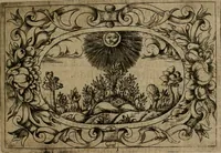 An illustration from Typicus hieropolitarcha, in antitypo expressus, anno Christi eodem : quo Theodorus Adolphus Paderbornensis Antistes XXXXVI a suis rite inauguratus ista sua exhibebat insignia (1651)