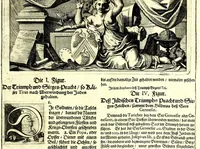 Picture 1 of 25 from Übrig gebliebene Merckzeichen von den römischen Antiquitäten und der Bild-Hauer-Kunst der Alten in Basso-relievo, nach den Marmolsteinern Originalien, so zu Rom in den Triumphbögen und alterfallenen Gebäuen, ingleichen im Capitolio, Palatien und Lustgärten groser Herren anzutreffen sind und viel herrliche zur Erläuterung der Röm: Historie, wie auch der Sitten und Gebräuche der Alten gehörige Sache[n] vor Augen stellen, nach ihrer eigentlichen Vollkommenheit in LXXX grossen Figuren (1642), leaf 11