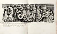 An illustration from Übrig gebliebene Merckzeichen von den römischen Antiquitäten und der Bild-Hauer-Kunst der Alten in Basso-relievo, nach den Marmolsteinern Originalien, so zu Rom in den Triumphbögen und alterfallenen Gebäuen, ingleichen im Capitolio, Palatien und Lustgärten groser Herren anzutreffen sind und viel herrliche zur Erläuterung der Röm: Historie, wie auch der Sitten und Gebräuche der Alten gehörige Sache[n] vor Augen stellen, nach ihrer eigentlichen Vollkommenheit in LXXX grossen Figuren (1642)