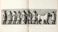 Picture 3 of 25 from Übrig gebliebene Merckzeichen von den römischen Antiquitäten und der Bild-Hauer-Kunst der Alten in Basso-relievo, nach den Marmolsteinern Originalien, so zu Rom in den Triumphbögen und alterfallenen Gebäuen, ingleichen im Capitolio, Palatien und Lustgärten groser Herren anzutreffen sind und viel herrliche zur Erläuterung der Röm: Historie, wie auch der Sitten und Gebräuche der Alten gehörige Sache[n] vor Augen stellen, nach ihrer eigentlichen Vollkommenheit in LXXX grossen Figuren (1642), leaf 21