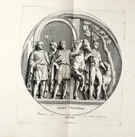 Picture 10 of 25 from Übrig gebliebene Merckzeichen von den römischen Antiquitäten und der Bild-Hauer-Kunst der Alten in Basso-relievo, nach den Marmolsteinern Originalien, so zu Rom in den Triumphbögen und alterfallenen Gebäuen, ingleichen im Capitolio, Palatien und Lustgärten groser Herren anzutreffen sind und viel herrliche zur Erläuterung der Röm: Historie, wie auch der Sitten und Gebräuche der Alten gehörige Sache[n] vor Augen stellen, nach ihrer eigentlichen Vollkommenheit in LXXX grossen Figuren (1642), leaf 61