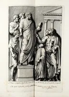 Picture 14 of 25 from Übrig gebliebene Merckzeichen von den römischen Antiquitäten und der Bild-Hauer-Kunst der Alten in Basso-relievo, nach den Marmolsteinern Originalien, so zu Rom in den Triumphbögen und alterfallenen Gebäuen, ingleichen im Capitolio, Palatien und Lustgärten groser Herren anzutreffen sind und viel herrliche zur Erläuterung der Röm: Historie, wie auch der Sitten und Gebräuche der Alten gehörige Sache[n] vor Augen stellen, nach ihrer eigentlichen Vollkommenheit in LXXX grossen Figuren (1642), leaf 87