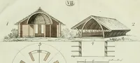 An illustration from Ueber Erfindung, Construction und Vortheile der Bohlen-Dächer : mit besonderer Rücksicht auf die Urschrift ihres Erfinders (1797)