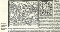 An illustration from Uitae Plutarchi Cheronei : nouissime post Jodocũ Badiũ Ascẽsium lõge diligentius repositae, maioreq[ue] diligẽtia castigatae, cũ copiosiore verioreq[ue] indice : necnon cũ Aemilij Probi vitis : una cũ figuris suis locis apte dispositis (1516)