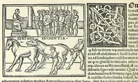 An illustration from Uitae Plutarchi Cheronei : nouissime post Jodocũ Badiũ Ascẽsium lõge diligentius repositae, maioreq[ue] diligẽtia castigatae, cũ copiosiore verioreq[ue] indice : necnon cũ Aemilij Probi vitis : una cũ figuris suis locis apte dispositis (1516)