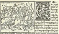 An illustration from Uitae Plutarchi Cheronei : nouissime post Jodocũ Badiũ Ascẽsium lõge diligentius repositae, maioreq[ue] diligẽtia castigatae, cũ copiosiore verioreq[ue] indice : necnon cũ Aemilij Probi vitis : una cũ figuris suis locis apte dispositis (1516)