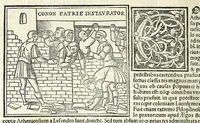 An illustration from Uitae Plutarchi Cheronei : nouissime post Jodocũ Badiũ Ascẽsium lõge diligentius repositae, maioreq[ue] diligẽtia castigatae, cũ copiosiore verioreq[ue] indice : necnon cũ Aemilij Probi vitis : una cũ figuris suis locis apte dispositis (1516)