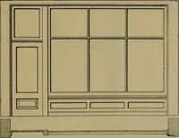 An illustration from Universal design book : containing official list prices of sash, doors and blinds ... official list prices of head, corner and base blocks ... official moulding book ... official list: window glass .. (1908)