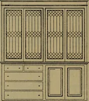 An illustration from Universal design book : containing official list prices of sash, doors and blinds ... official list prices of head, corner and base blocks ... official moulding book ... official list: window glass .. (1908)