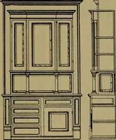 An illustration from Universal design book : containing official list prices of sash, doors and blinds ... official list prices of head, corner and base blocks ... official moulding book ... official list: window glass .. (1908)