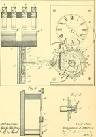An illustration from U.S. patents covering time keeping mechanisms (1892)