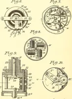 An illustration from U.S. patents covering time keeping mechanisms (1892)