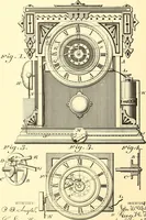 An illustration from U.S. patents covering time keeping mechanisms (1892)