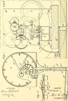 An illustration from U.S. patents covering time keeping mechanisms (1892)