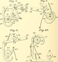 An illustration from U.S. patents covering time keeping mechanisms (1892)