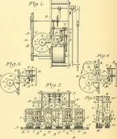 An illustration from U.S. patents covering time keeping mechanisms (1892)