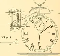 An illustration from U.S. patents covering time keeping mechanisms (1892)