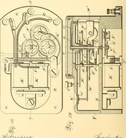 An illustration from U.S. patents covering time keeping mechanisms (1892)