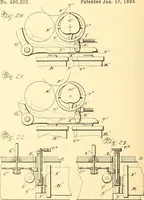 An illustration from U.S. patents covering time keeping mechanisms (1892)
