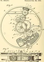 An illustration from U.S. patents covering time keeping mechanisms (1892)