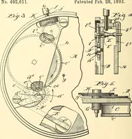 An illustration from U.S. patents covering time keeping mechanisms (1892)