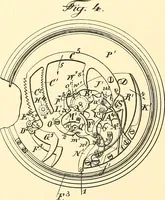 An illustration from U.S. patents covering time keeping mechanisms (1892)
