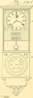 An illustration from U.S. patents covering time keeping mechanisms (1892)