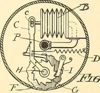 An illustration from U.S. patents covering time keeping mechanisms (1892)