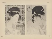 An illustration from Utamaro : estampes japonaises tirées des collections de mm. Bing, Bouasse-Lebel, Bullier [et al.] et exposée au Musée des arts décoratifs en janvier 1912. Catalogue (1912)