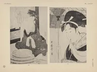 An illustration from Utamaro : estampes japonaises tirées des collections de mm. Bing, Bouasse-Lebel, Bullier [et al.] et exposée au Musée des arts décoratifs en janvier 1912. Catalogue (1912)
