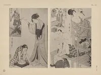 An illustration from Utamaro : estampes japonaises tirées des collections de mm. Bing, Bouasse-Lebel, Bullier [et al.] et exposée au Musée des arts décoratifs en janvier 1912. Catalogue (1912)