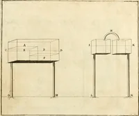 An illustration from Utilissimo trattato dell'acque correnti : diviso in tre libri : nel quale si notificano le misure, ed esperienze di esse : i giuochi, e scherzi, li quali per mezzo dell'aria, e del fuoco, vengono operati dall'acqua : con diversi necessarii ammaestramenti intorno al modo di far condotti, fistole, bottini, ed altro, per condurre l'acque ne' luoghi destinati : con una esatta notizia di tutto quello, ch'è stato operato intorno alla conduttura dell' acqua di Bracciano (1696)