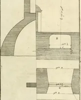 An illustration from Utilissimo trattato dell'acque correnti : diviso in tre libri : nel quale si notificano le misure, ed esperienze di esse : i giuochi, e scherzi, li quali per mezzo dell'aria, e del fuoco, vengono operati dall'acqua : con diversi necessarii ammaestramenti intorno al modo di far condotti, fistole, bottini, ed altro, per condurre l'acque ne' luoghi destinati : con una esatta notizia di tutto quello, ch'è stato operato intorno alla conduttura dell' acqua di Bracciano (1696)