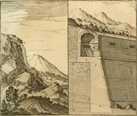 Picture 23 of 207 from Utilissimo trattato dell'acque correnti : diviso in tre libri : nel quale si notificano le misure, ed esperienze di esse : i giuochi, e scherzi, li quali per mezzo dell'aria, e del fuoco, vengono operati dall'acqua : con diversi necessarii ammaestramenti intorno al modo di far condotti, fistole, bottini, ed altro, per condurre l'acque ne' luoghi destinati : con una esatta notizia di tutto quello, ch'è stato operato intorno alla conduttura dell' acqua di Bracciano (1696), leaf 38
