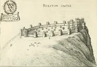 An illustration from The vale-royall of England, or, The county palatine of Chester illustrated : wherein is contained a geographical and historical description of that famous county, with all its hundreds and seats of the nobility, gentry, and freeholders, its rivers, towns, castles, buildings ancient and modern : adorned with maps and prospects, and the coats of arms belonging to every individual family of the whole county (1656)