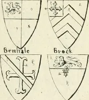 An illustration from The vale-royall of England, or, The county palatine of Chester illustrated : wherein is contained a geographical and historical description of that famous county, with all its hundreds and seats of the nobility, gentry, and freeholders, its rivers, towns, castles, buildings ancient and modern : adorned with maps and prospects, and the coats of arms belonging to every individual family of the whole county (1656)