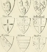 An illustration from The vale-royall of England, or, The county palatine of Chester illustrated : wherein is contained a geographical and historical description of that famous county, with all its hundreds and seats of the nobility, gentry, and freeholders, its rivers, towns, castles, buildings ancient and modern : adorned with maps and prospects, and the coats of arms belonging to every individual family of the whole county (1656)