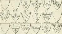 An illustration from The vale-royall of England, or, The county palatine of Chester illustrated : wherein is contained a geographical and historical description of that famous county, with all its hundreds and seats of the nobility, gentry, and freeholders, its rivers, towns, castles, buildings ancient and modern : adorned with maps and prospects, and the coats of arms belonging to every individual family of the whole county (1656)