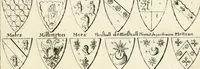 An illustration from The vale-royall of England, or, The county palatine of Chester illustrated : wherein is contained a geographical and historical description of that famous county, with all its hundreds and seats of the nobility, gentry, and freeholders, its rivers, towns, castles, buildings ancient and modern : adorned with maps and prospects, and the coats of arms belonging to every individual family of the whole county (1656)